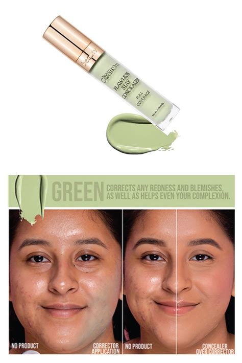 swatches of green color corrector on skin with redness