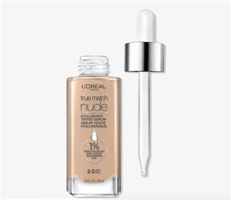 Close-up of the L'Oréal True Match Nude Hyaluronic Tinted Serum texture, highlighting its lightweight consistency.