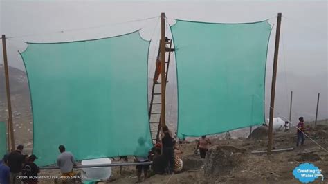Giant fog-catching nets used by farmers in Peru