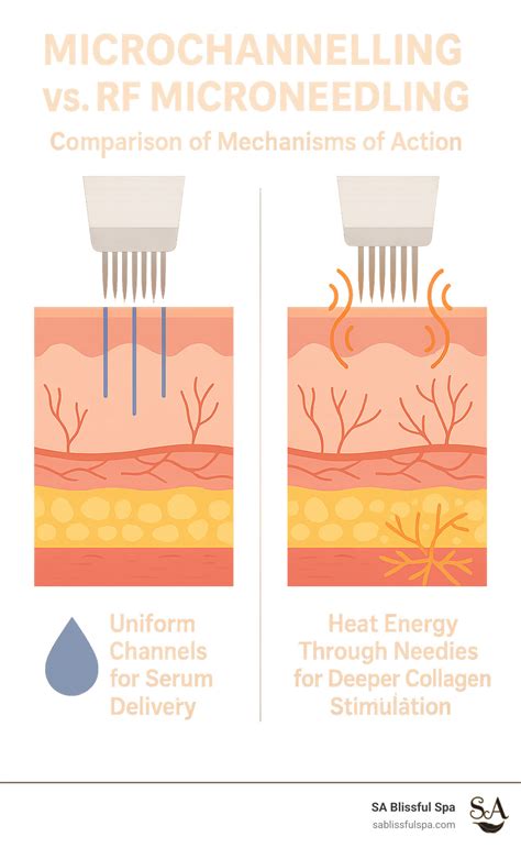 Infographic explaining the mechanism of a dermaroller, showing microneedles creating micro-injuries and triggering collagen production and increased blood flow. The image should also illustrate the difference between scalp and facial dermarolling.