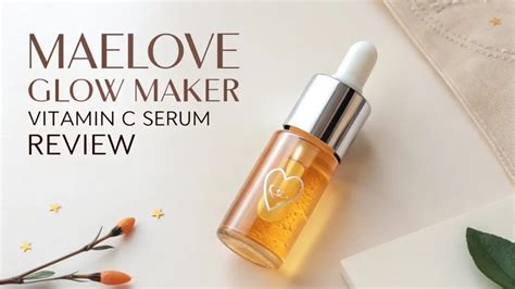 Close-up of Maelove's Vitamin C serum packaging and texture