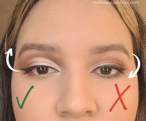 Illustration showing the placement of a transition shade above the natural crease on a hooded eye to create a lifted effect.