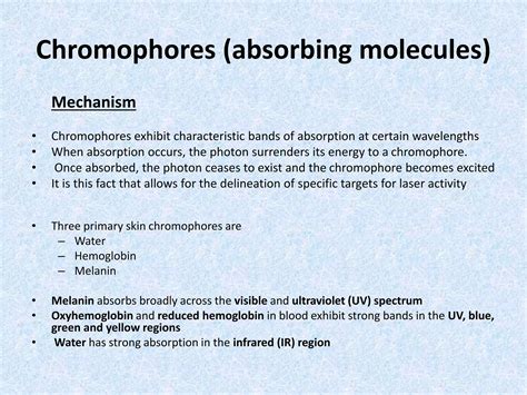 Schematic illustrating how laser light targets specific chromophores in the skin.