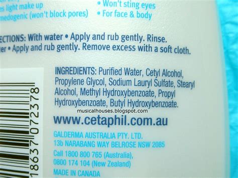Ingredients list of Cetaphil Oily Skin Cleanser with explanations of functional groups