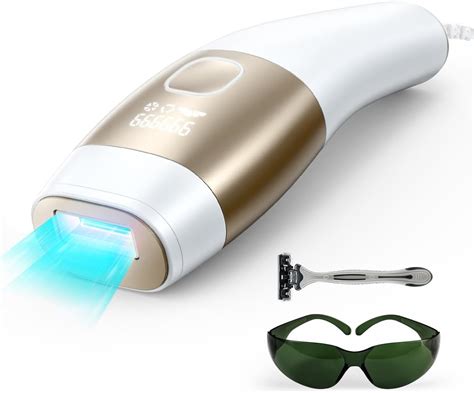 Close-up image of a laser device being used on an eyebrow area, with a cooling device nearby.