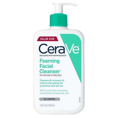 Close-up of CeraVe Foaming Facial Cleanser lathering.