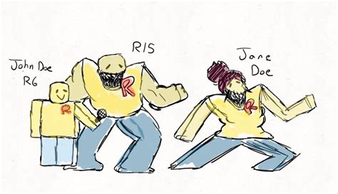 Illustration of John Doe and Jane Doe from the Roblox urban legend.