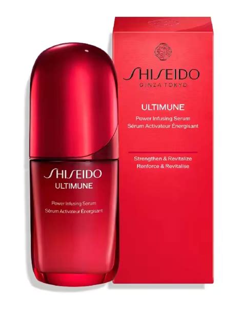 Infographic detailing key ingredients and their benefits in Shiseido Ultimune serum