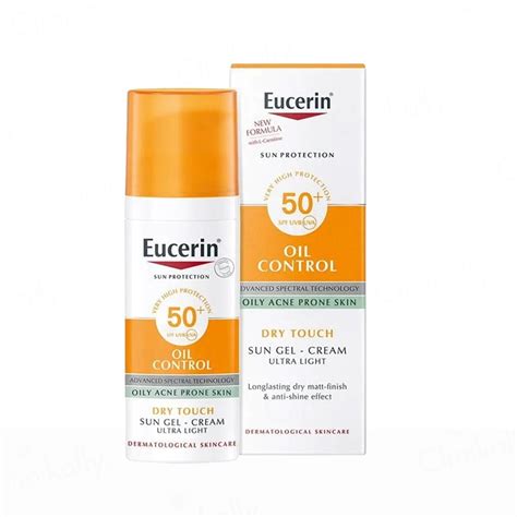 Infographic detailing the key ingredients and their functions in Eucerin Oil Control SPF50