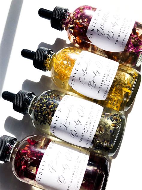Aesthetic shot of various body oils with natural botanical elements