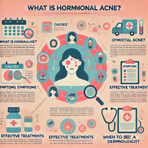 Infographic showing common acne triggers: hormones, diet, stress, genetics, and friction.