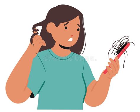 Illustration of a person looking concerned at their hairbrush with fallen hairs