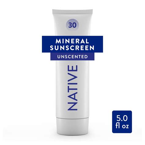 Image of Native Mineral Body and Face Sunscreen products, highlighting their packaging and texture.