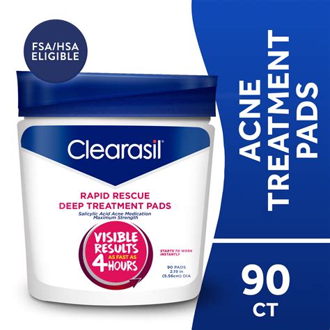 Infographic detailing the different types of Clearasil pads and their primary benefits.