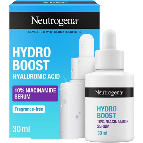 Infographic showing different skin types and how Neutrogena Hydro Boost Serum benefits them
