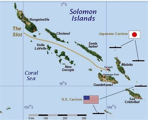 Map of the Solomon Islands campaign, highlighting Guadalcanal.