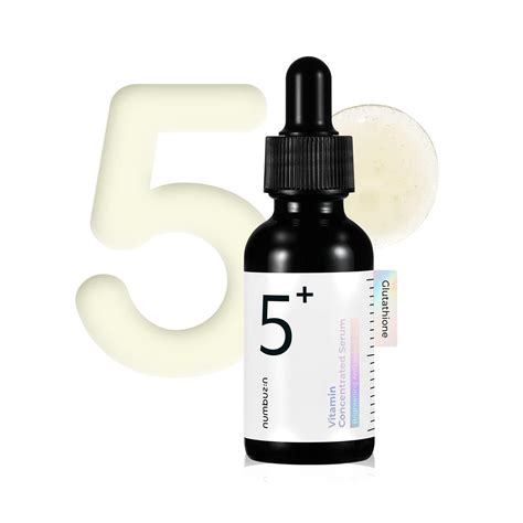 Infographic illustrating the key brightening ingredients and their functions in Numbuzin No.5 Vitamin Concentrated Serum