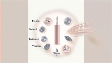 Collage of common ingredients found in lash serums: peptides, biotin, hyaluronic acid, castor oil.