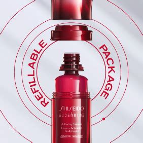 Diagram illustrating the sustainable packaging and refill system of Shiseido Eudermine