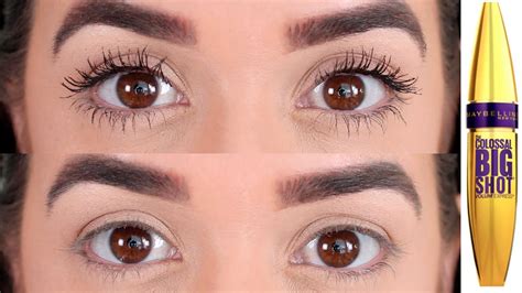 Close-up of Maybelline The Colossal Big Shot mascara wand with wavy bristles