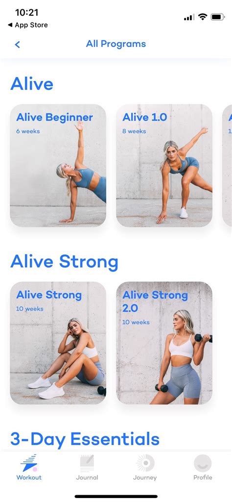 Screenshot montage of Whitney Simmons' fitness app 'Alive' and Gymshark collections.