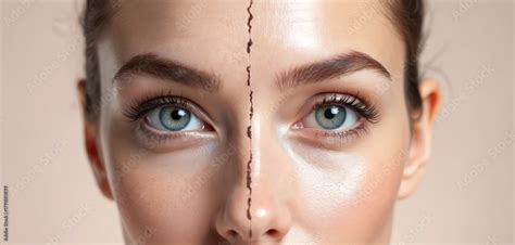 Split image: one side showing a clean eyelid, the other side showing residue from eye makeup.