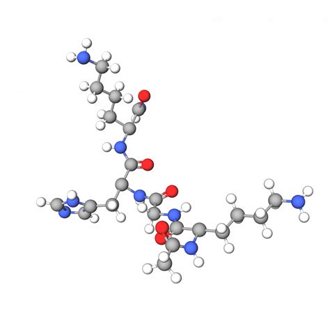 A close-up of Capixyl ingredients: Acetyl Tetrapeptide-3 peptide chain and red clover flowers.
