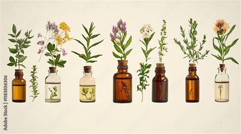Collage of various natural oils and plant extracts used in scalp treatments
