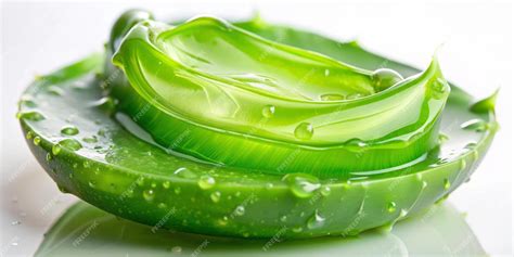 Close-up of aloe vera gel texture, highlighting its clear and viscous nature.