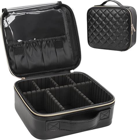 The Relavel Travel Makeup Train Case with its adjustable dividers.
