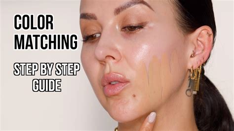 Visual guide on how to test foundation shades on the jawline.
