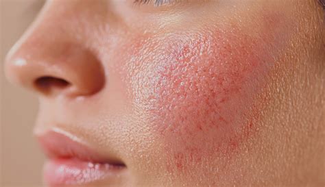 Close-up image of skin with acne, showing redness and inflammation, to illustrate the context of treatment.
