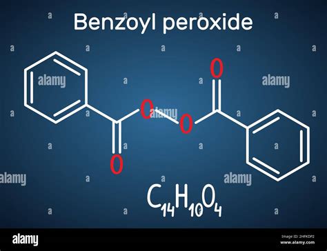 Illustration showing the molecular structure of benzoyl peroxide and its antibacterial action within a pore.