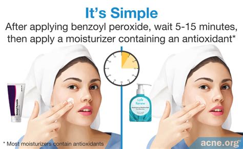 Infographic illustrating a step-by-step guide on how to apply benzoyl peroxide, including cleansing, application, and moisturizing.