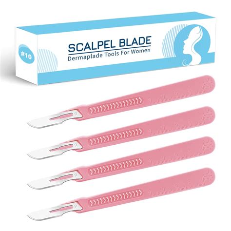 Close-up shot of a sterile surgical scalpel used for dermaplaning