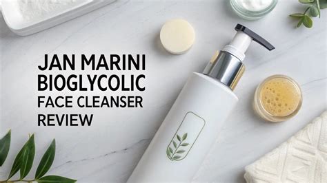 A close-up shot of the Jan Marini Bioglycolic Facial Cleanser bottle, highlighting its creamy texture.