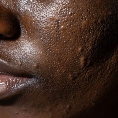 Collage of close-up skin texture with subtle needle marks