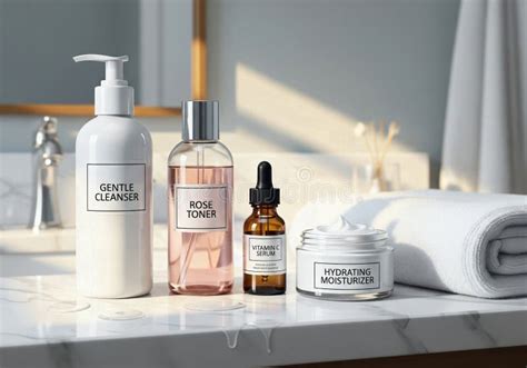 A selection of skincare products including moisturizer and primer, arranged neatly.