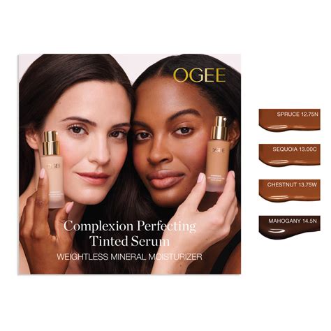 Infographic comparing different application methods for the Ogee tinted serum and their resulting finishes.