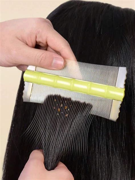 Image of a fine-toothed nit comb and conditioner bottle.