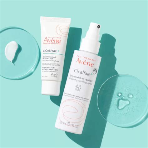 Image showcasing the Avene Cicalfate+ product range, including the serum, cream, and spray.