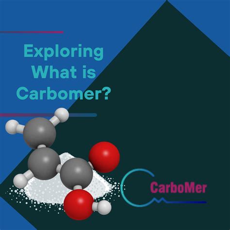 Infographic illustrating the molecular structure of Carbomer and its thickening effect in a cream.