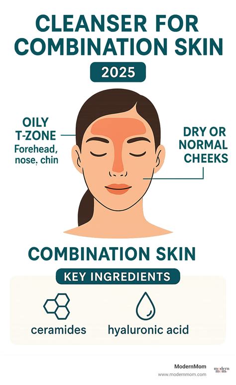 An infographic showing the key ingredients of the cleanser and their respective benefits for sensitive skin.