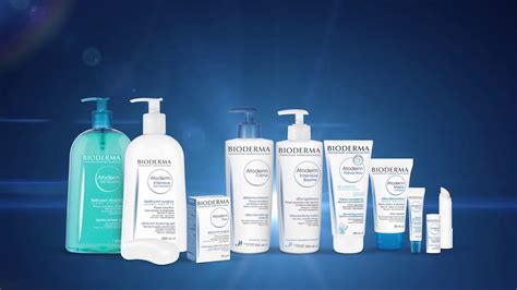 An infographic illustrating the different products within the Bioderma Atoderm range and their specific benefits for dry and atopic skin.