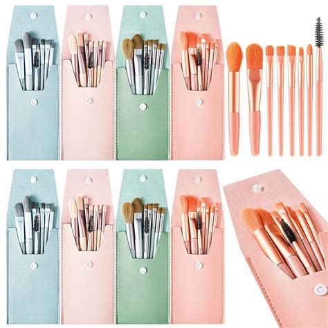 Selection of various travel makeup brush sets displayed neatly.
