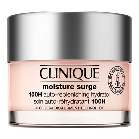 Close-up of the Clinique Moisture Surge 100H Auto Replenishing Hydrator jar, highlighting its texture.