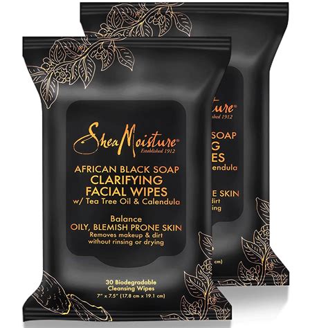 Packaging of Shea Moisture African Black Soap Makeup Remover Wipes