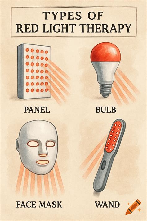 Collage of different red light therapy devices: mask, panel, and wand.