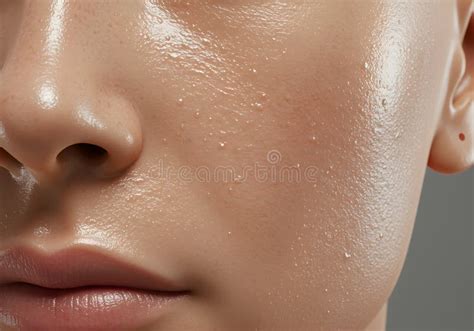 Close-up of mature skin texture with a dewy finish