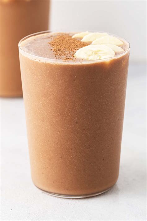 Chocolate collagen smoothie in a glass